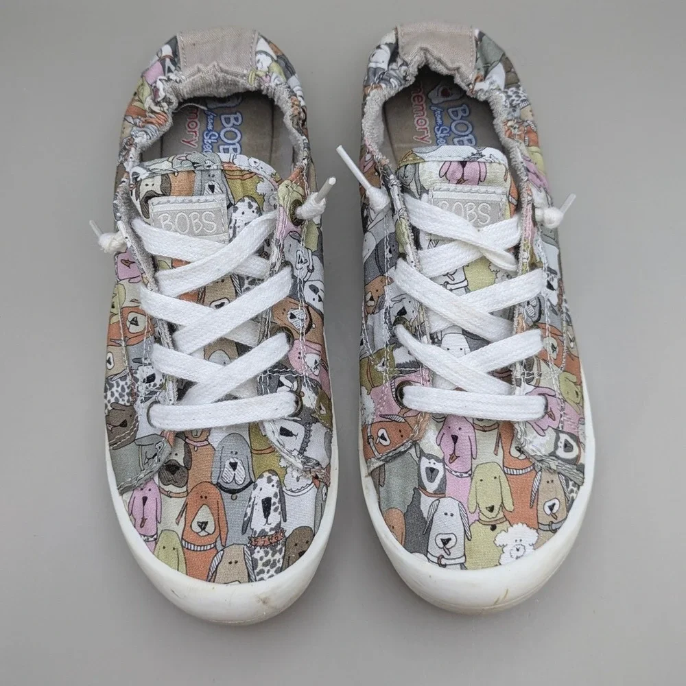Skechers BOBS Beach Bingo Dog Party Sneakers Multi Color 31965 Womens 8.5